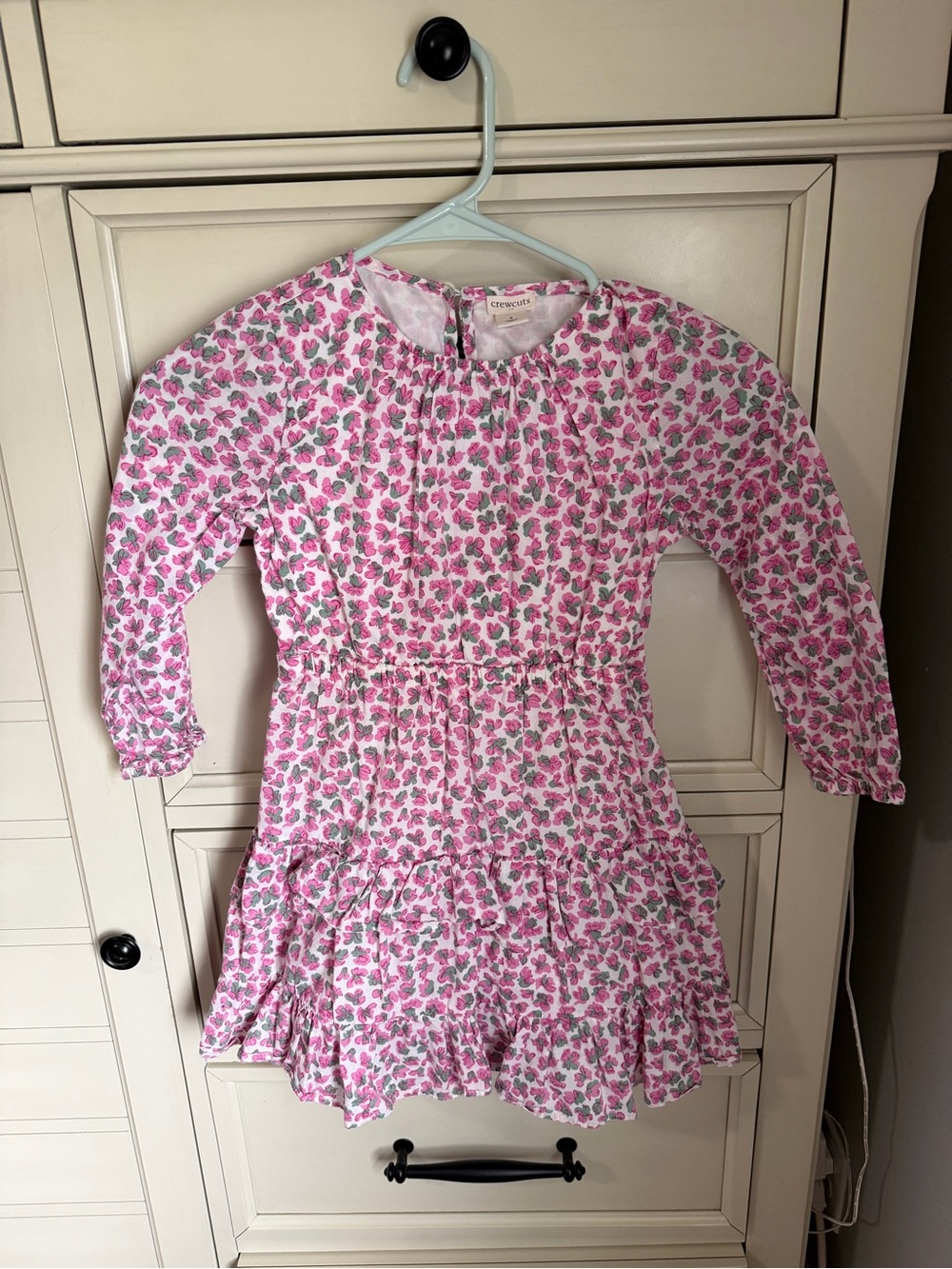 Crewcuts Pink Floral Ruffle Neck Dress